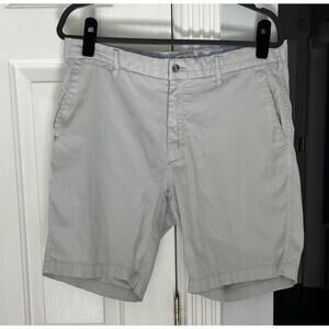 Peter Millar Khaki Cotton Tencel Spandex Flat Front Shorts Golf Size 34 READ